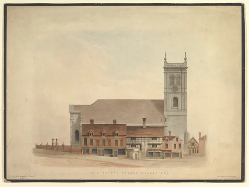 All Saints Church, Worcester by Richard Varden, drawing, 1836