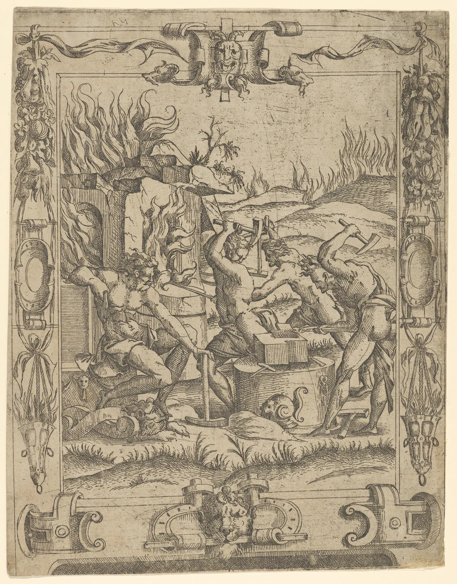 Vulcan's Forge by Master IQV, print, 1537-1547