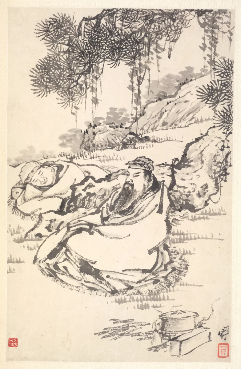 Lu Tong and Servant by Min Zhen, painting, 1788