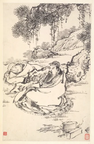 Lu Tong and Servant by Min Zhen, painting, 1788