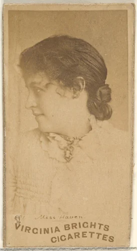 Miss Haven, from the Actors and Actresses series (N45, Type 1) for Virginia Brights Cigarettes by Allen & Ginter, photograph, 1885-1891