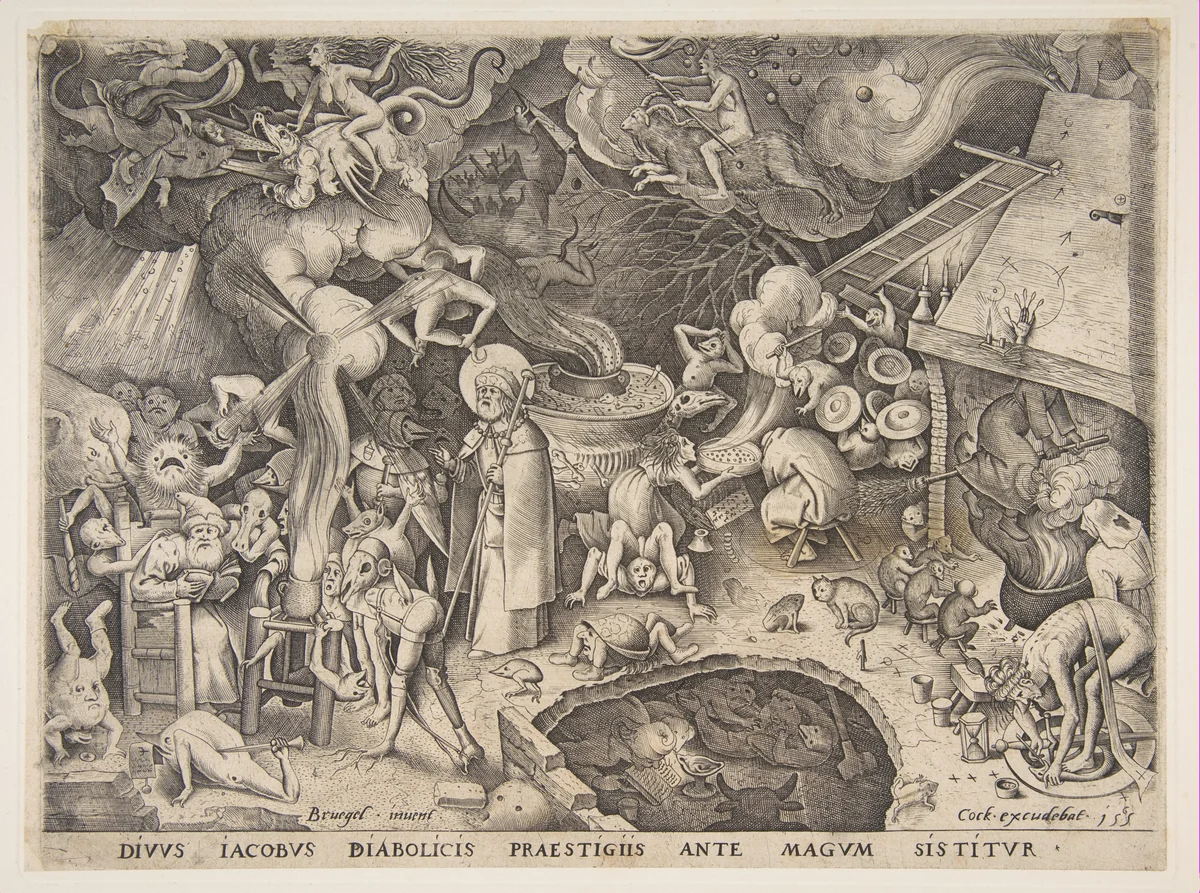 St. James and the Magician Hermogenes from The Story of the Magician Hermogenes by Pieter Bruegel, print, 1565