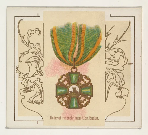 Order of the Zaehringen Lion, Baden, from the World's Decorations series (N44) for Allen & Ginter Cigarettes by Allen & Ginter, print, 1890