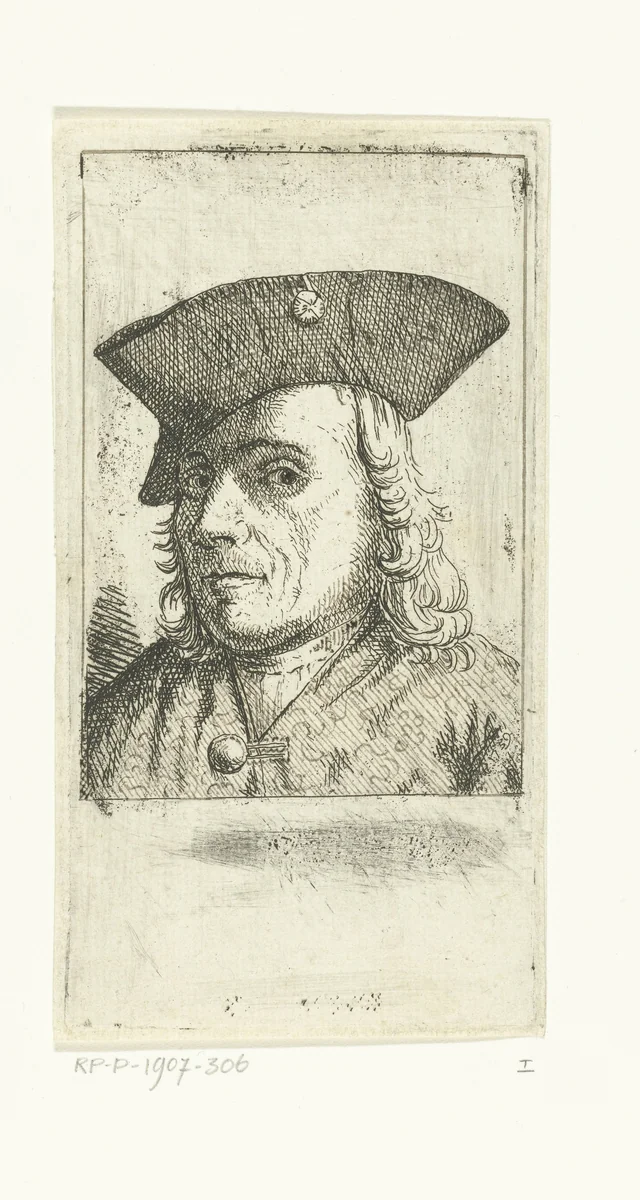 Zelfportret van kunstenaar Cornelis van den Berg by Cornelis van den Berg, print, 1759