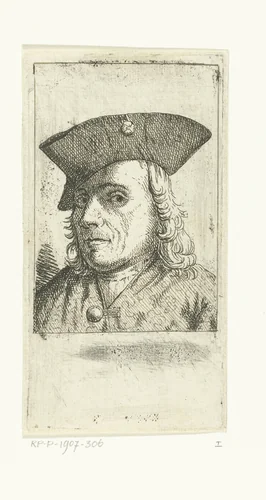 Zelfportret van kunstenaar Cornelis van den Berg by Cornelis van den Berg, print, 1759