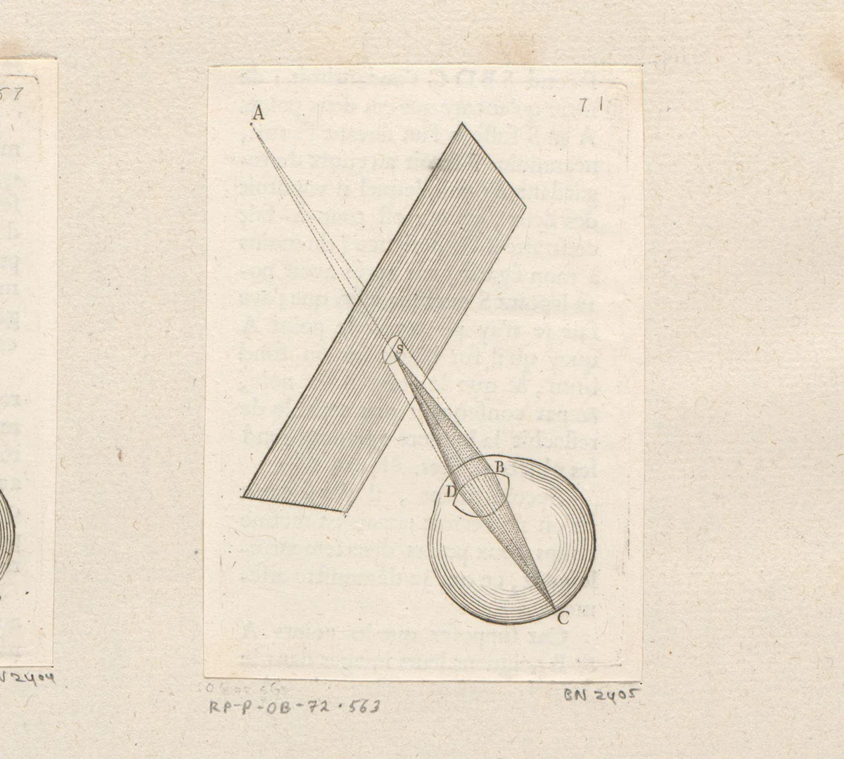 Weergave van optisch punt op en door een ruit op oogbol by Sébastien Leclerc, print, 1679