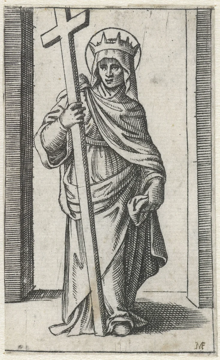 Heilige Helena met kruis by anonymous, print, 1500-1575
