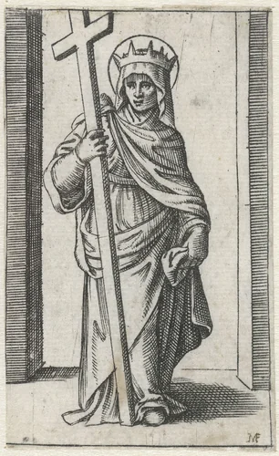 Heilige Helena met kruis by anonymous, print, 1500-1575