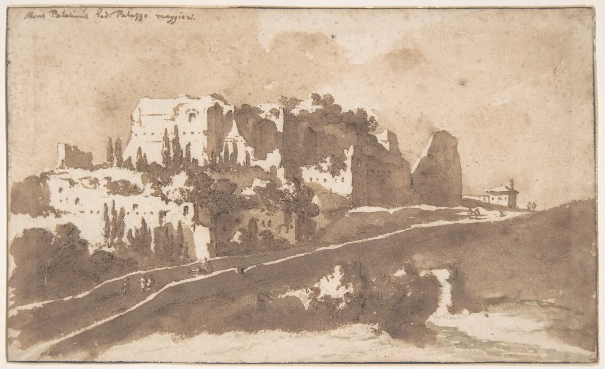 View of the "Palazzo Maggiore" on the Palatine Hill, Rome by Jan de Bisschop, drawing, 1648-1671