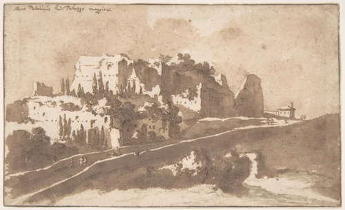 View of the "Palazzo Maggiore" on the Palatine Hill, Rome by Jan de Bisschop, drawing, 1648-1671