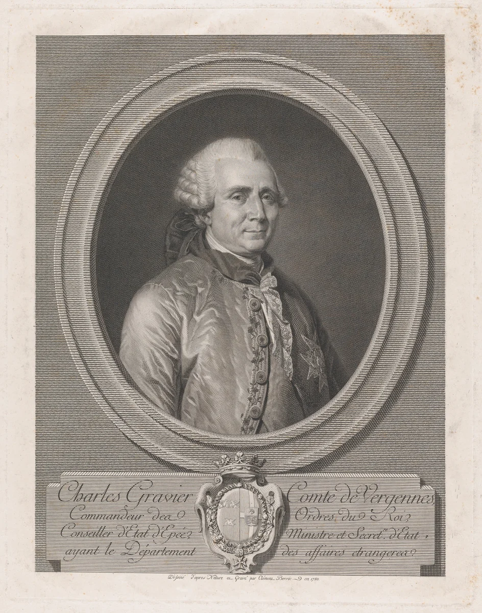 Charles Gravier, Count of Vergennes by Charles Clément Bervic, print, 1780