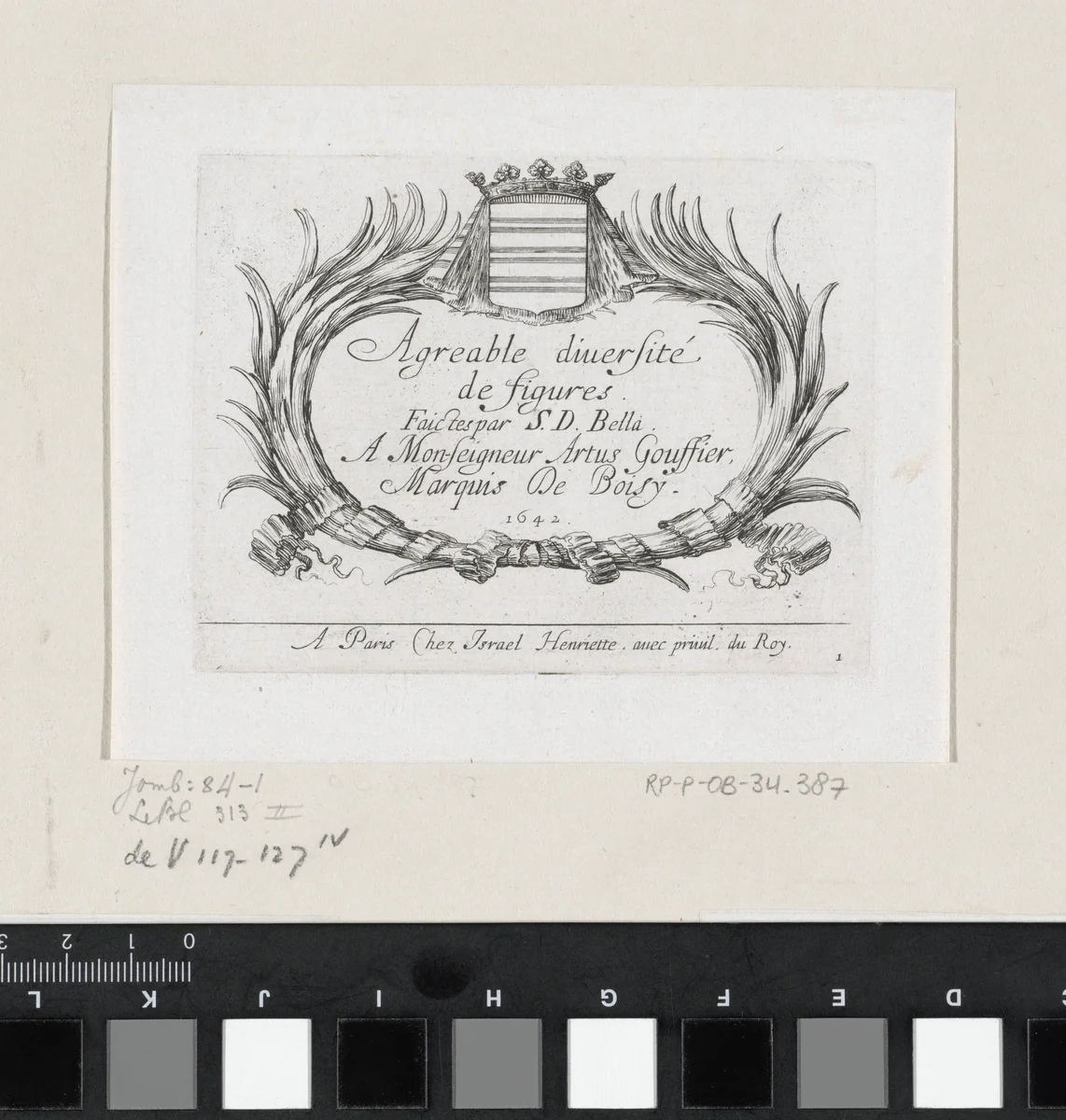 Titelprent met cartouche met titel by Stefano della Bella, print, 1642