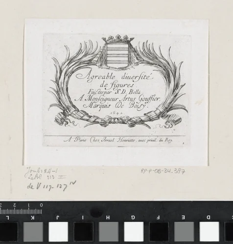 Titelprent met cartouche met titel by Stefano della Bella, print, 1642