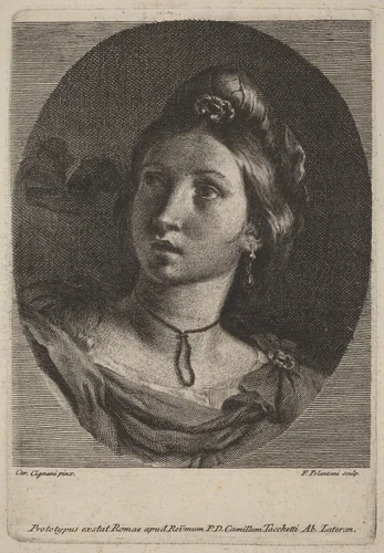 Head of a Young Woman by Francesco Polanzani; Carlo Cignani, print, 1700-1783