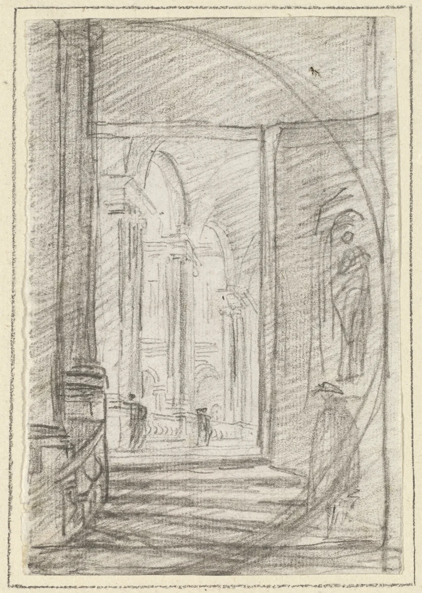 Interior of a Roman Palace by Hubert Robert, drawing, 1754-1765