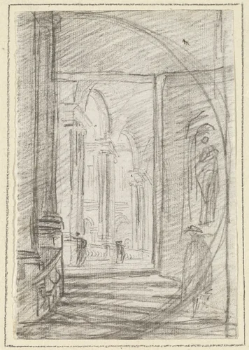Interior of a Roman Palace by Hubert Robert, drawing, 1754-1765