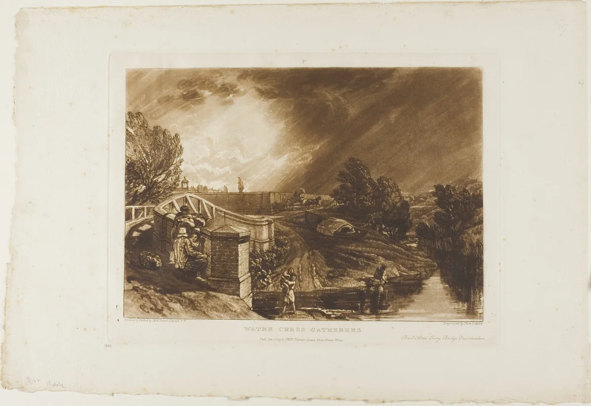 Watercress Gatherers, plate 62 from Liber Studiorum by Joseph Mallord William Turner, print, 1819