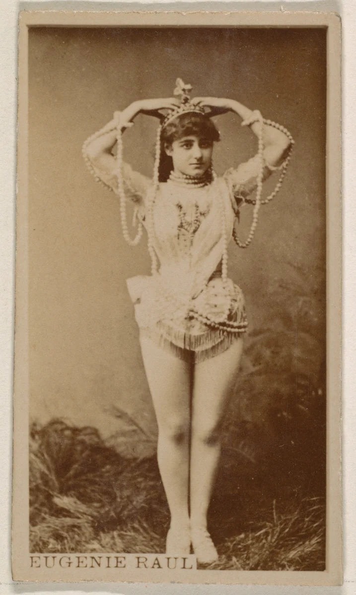 Eugenie Raul, from the Actresses series (N245) issued by Kinney Brothers to promote Sweet Caporal Cigarettes by Kinney Brothers Tobacco Company, photograph, 1890