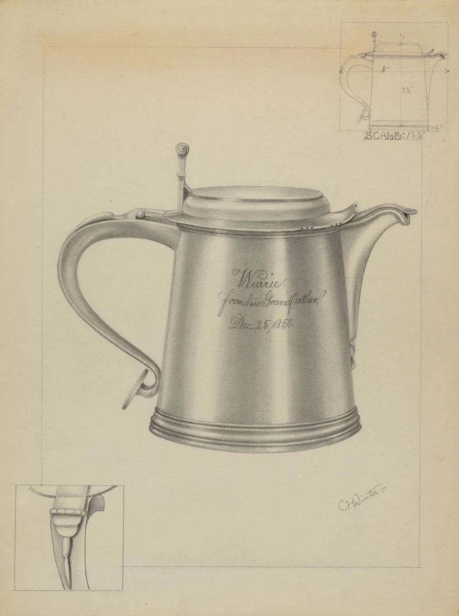 Silver Tankard by Charlotte Winter, index of american design, 1936