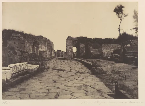Pompeii, Pompey’s Lane, Tomb Monument of Mamia by Firmin-Eugène Le Dien, photograph, 1848-1858