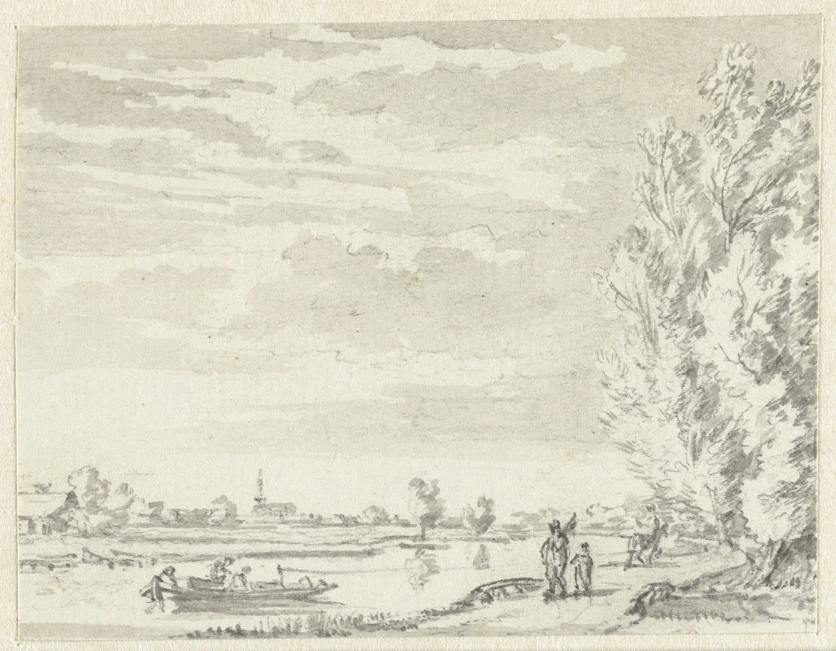 Rivierlandschap by Ernst Willem Jan Bagelaar, drawing, 1785-1837