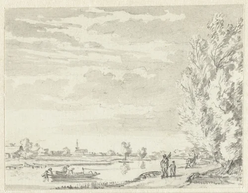 Rivierlandschap by Ernst Willem Jan Bagelaar, drawing, 1785-1837