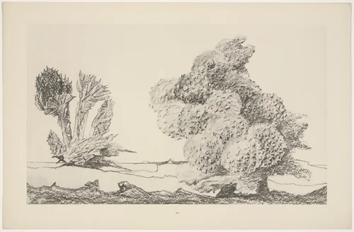 The Chestnut Trees Take-Off (Le Start du châtaignier) from Natural History (Histoire naturelle) by Max Ernst, print, 1925
