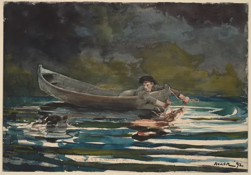 Sketch for "Hound and Hunter" by Winslow Homer, drawing, 1891-1892
