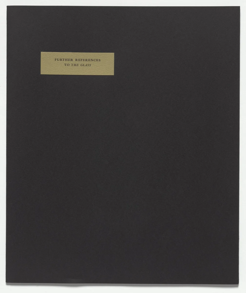 Further References to the Glass from À l'Infinitif (La Boîte Blanche) (In the Infinitive [The White Box]) by Marcel Duchamp, illustrated book, 1912