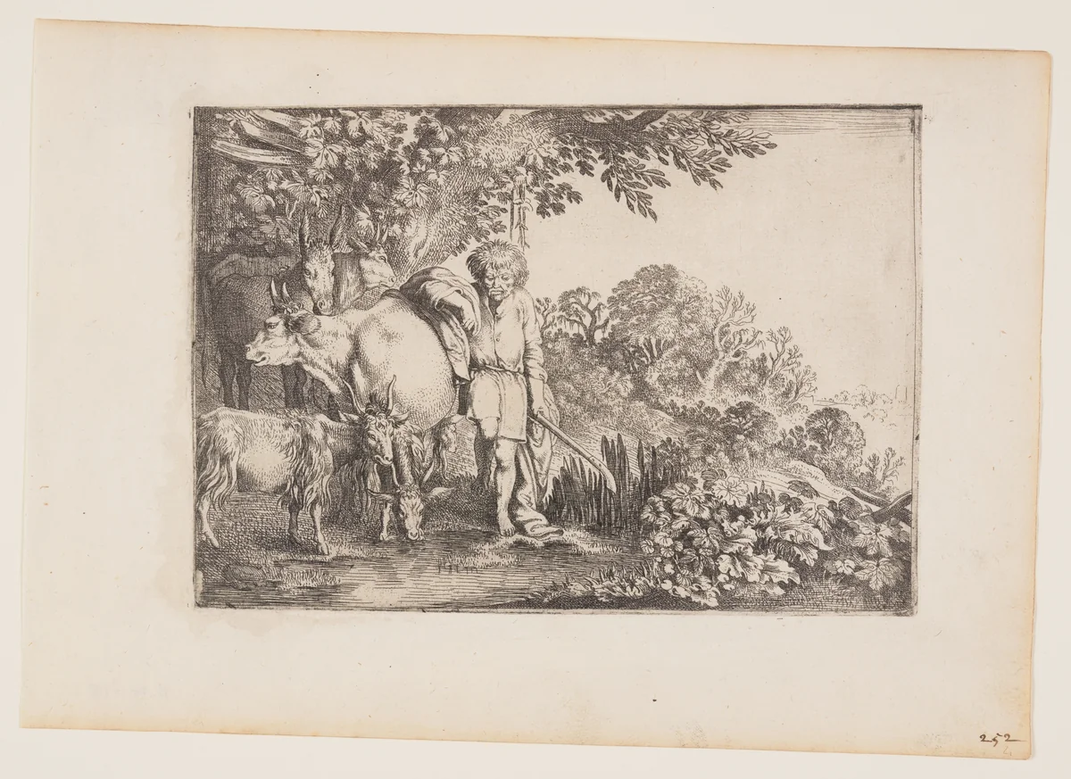 Argus Attending his Herd, plate 2 from The Story of Mercury and Argus by Moses van Uyttenbroeck, print, 1620-1626