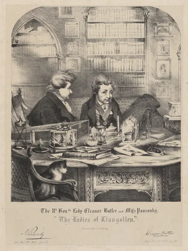 The Rt. Hon-ble. Lady Eleanor Butler and Miss Ponsonby, "The Ladies of Llangollen" by Richard James Lane, print, 1827-1837