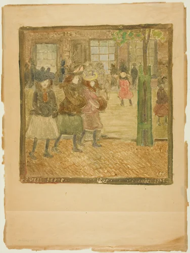 Street Scene by Maurice Prendergast, print, 1886-1899