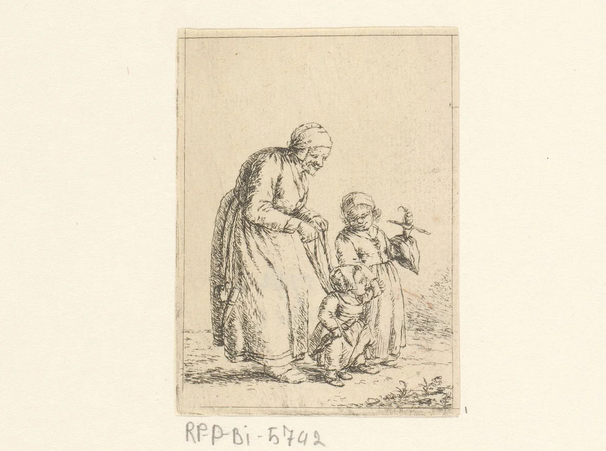 Moeder leert kind lopen by Christina Chalon, print, 1758-1808