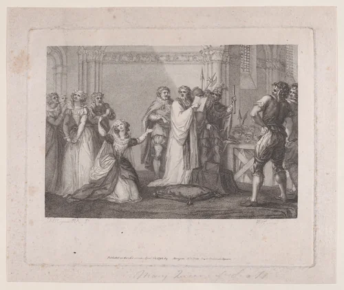 Mary, Queen of Scots kneeling on the scaffold by William Nelson Gardiner, print, 1790