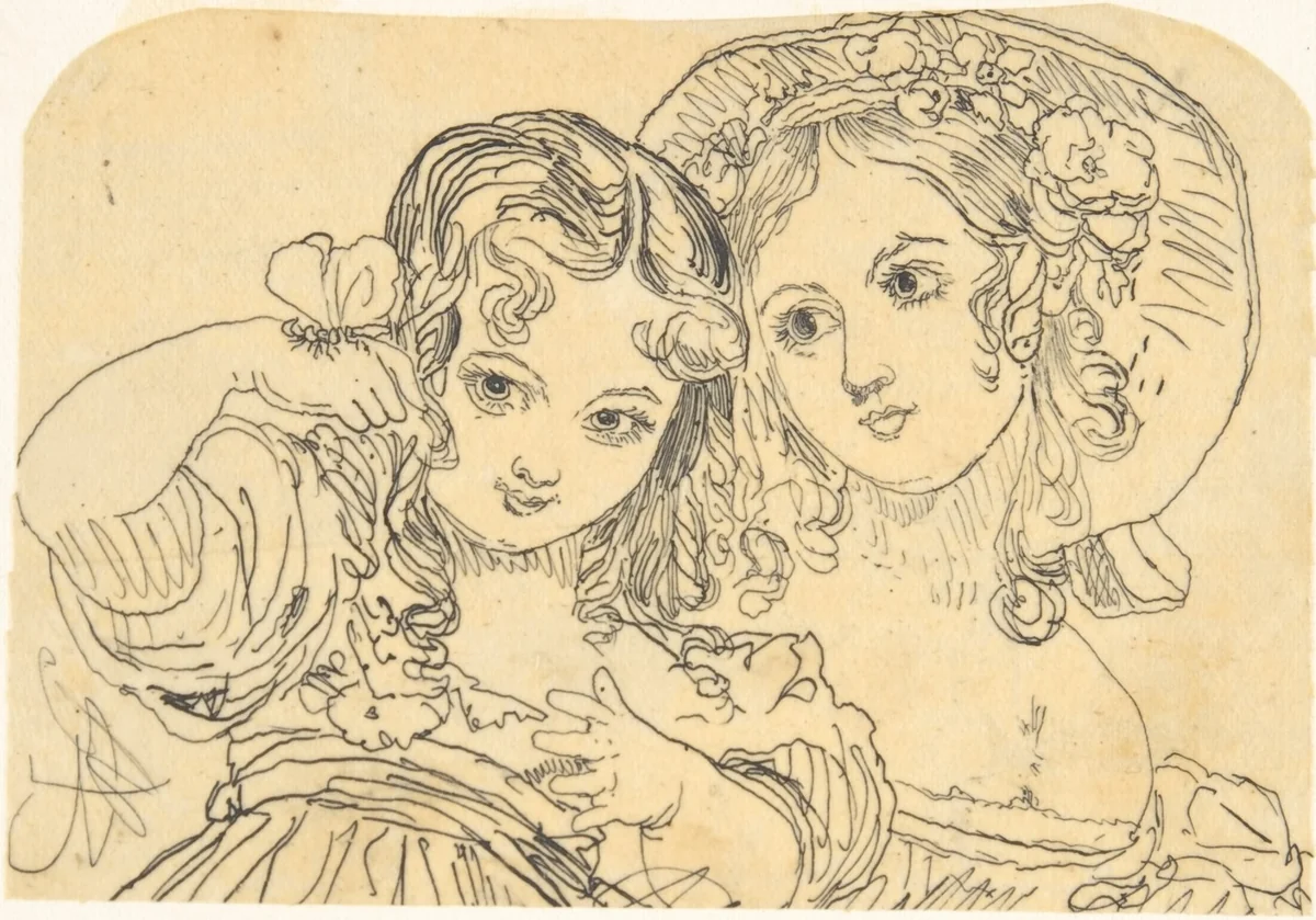 Study of Young Girls by Rodolphe Bresdin, drawing, 1822-1885