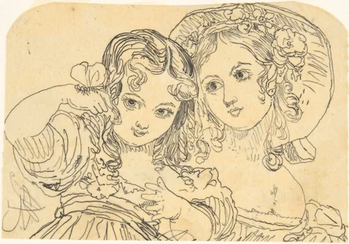 Study of Young Girls by Rodolphe Bresdin, drawing, 1822-1885