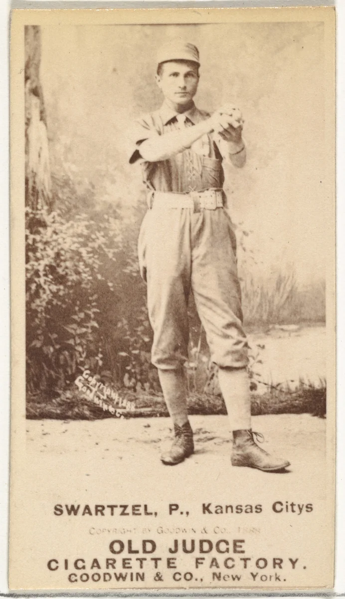 Parke B. Swartzel, Pitcher, Kansas City Cowboys, from the Old Judge series (N172) for Old Judge Cigarettes by Goodwin & Company, photograph, 1888