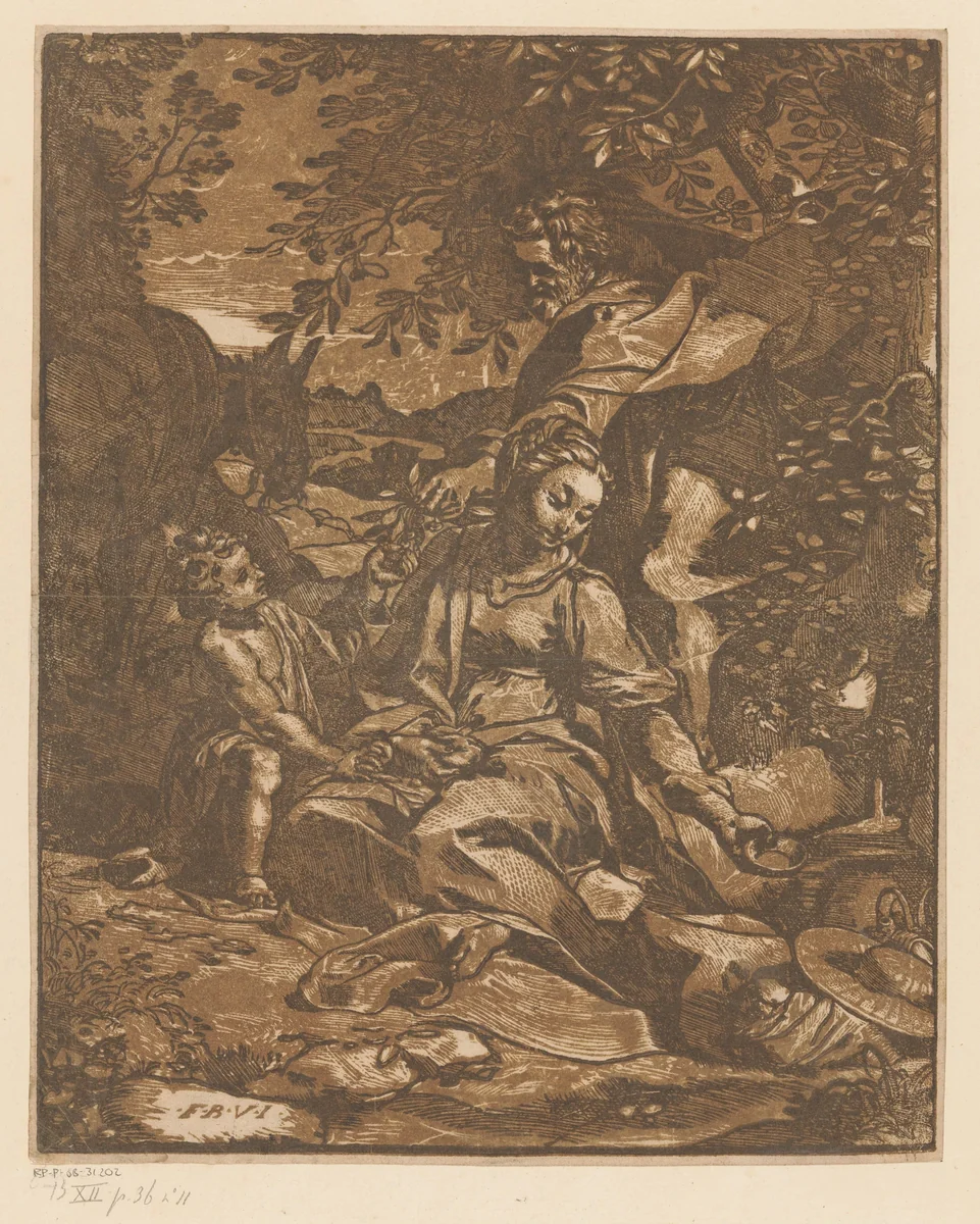 Rest on the Flight into Egypt by anonymous, print, 1538