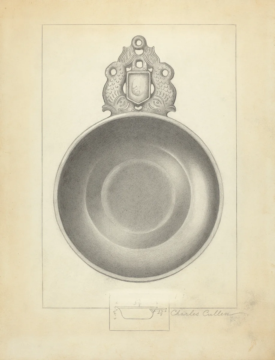 Pewter Porringer by Charles Cullen, index of american design, 1935-1942