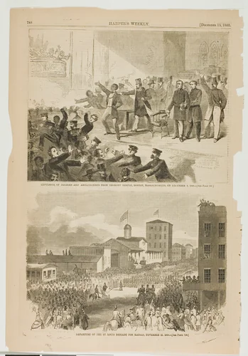 Expulsion of Negroes and Abolitionists from Tremont Temple, Boston, Massachusetts on December 3, 1860 by Winslow Homer, print, 1860