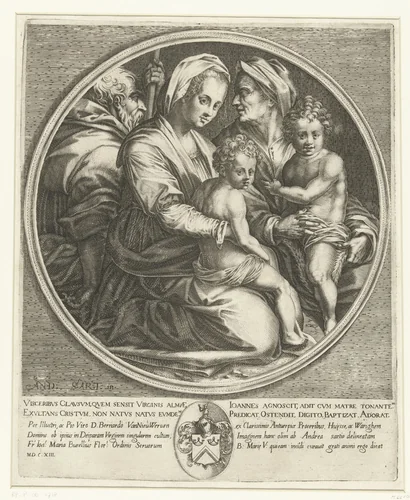 De Heilige Familie met Elisabet en Johannes by Jacques Callot, print, 1613