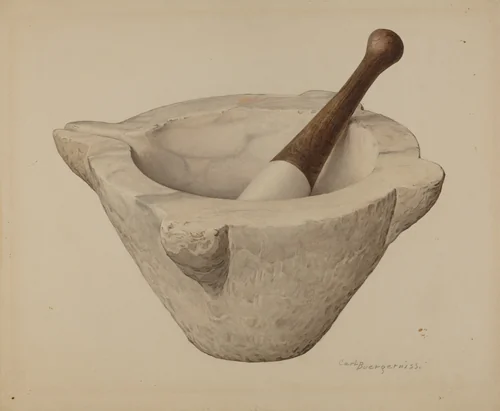 Mortar and Pestle by Carl Buergerniss, index of american design, 1939