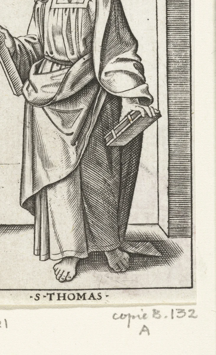 Apostel Tomas met winkelhaak by anonymous, print, 1517-1527