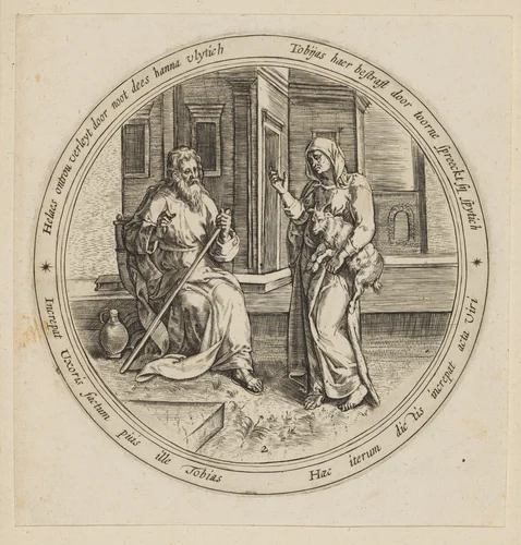 Tobit's Blindness, from "The Story of Tobit", a set of twelve plates by Crispijn van den Broeck, print, 1570-1580