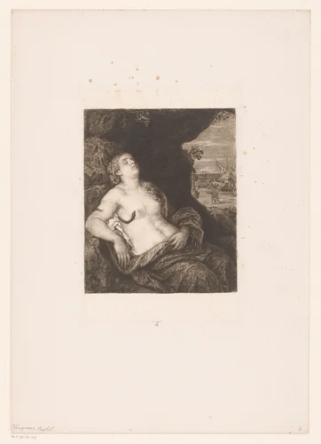 Dood van Cleopatra by William Unger, print, 1847-1889