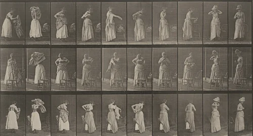 Plate Number 495. Miscellaneous phases of the toilet by Eadweard Muybridge, photograph, 1887
