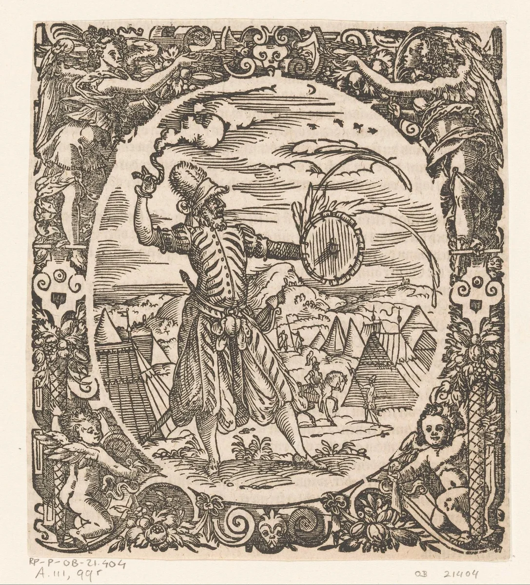Kruitmeester met vuurwerk by Jost Amman, print, 1573