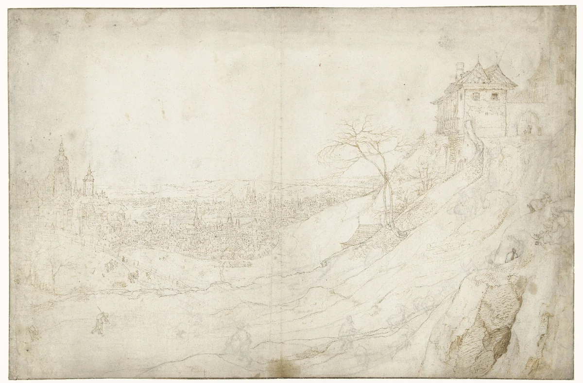 Gezicht op Praag by Roelant Savery, drawing, 1603-1613