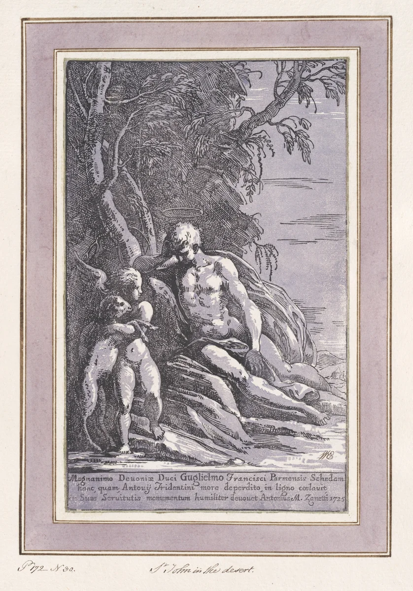 Saint John in the Desert by Anton Maria Zanetti, print, 1725