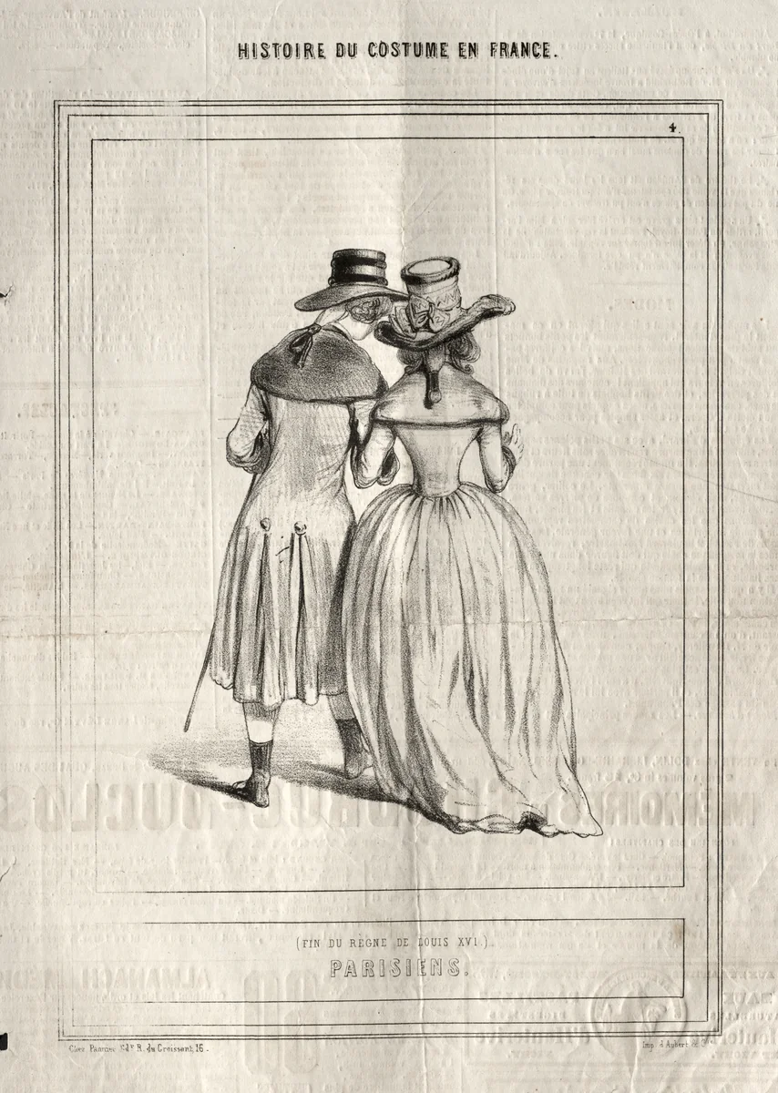 Histoire du Costume en France: Parisiens by Paul Gavarni, print, 1843
